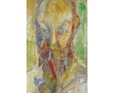Mid-20th century oil on paper, head portrait, unsigned, 10" x 7", framed 