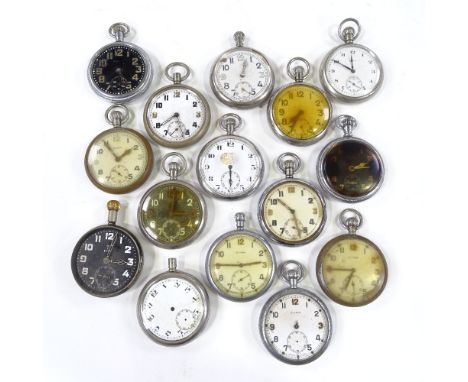 Various military issue pocket watches with British broad arrow, including Cyma, Elgin, Grana etc (15) 