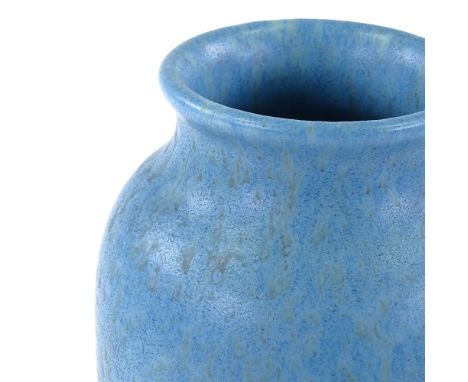 Pilkington's Royal Lancastrian, large handmade vase by Edward Radford circa 1932, turquoise over green mottled glaze, height 