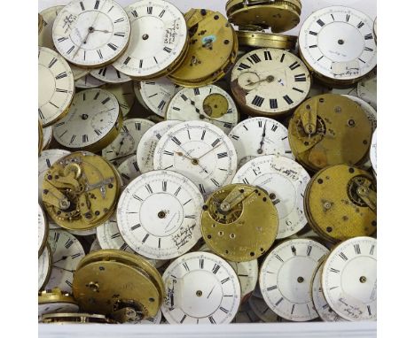 A large quantity of various pocket watch movements, including some chronograph 