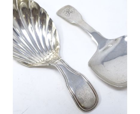 A George III silver shell bowl tea caddy spoon, by William Eaton, hallmarks London 1810, length 8.5cm, together with a Victor