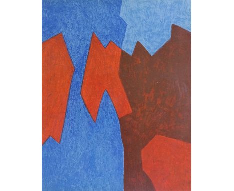 Serge Poliakoff, lithograph, abstract 1968 for XXe Siecle, image 12.5" x 9.5", framed 