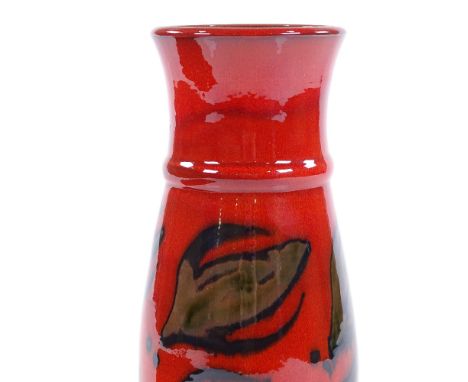 Poole Pottery Dorset Ware vase, designed in 1977 by Ros Sommerfelt, red glaze, height 22.5cm 