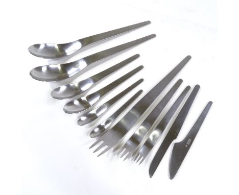 Arne Jacobsen for Michelson, an original set of stainless steel cutlery, 6 place settings, originally designed for the SAS Ro