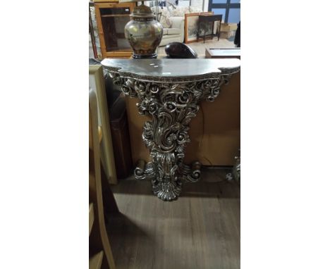 LARGE PAINTED SILVER CONSOLE , PIER TABLE