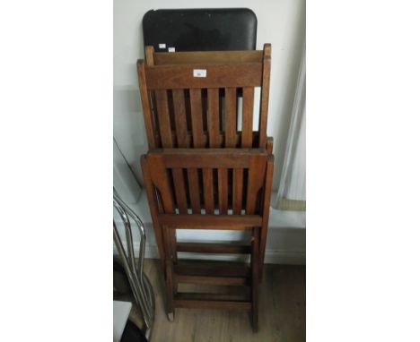 2 FOLDING WOODEN CHAIRS & STEP STOOL