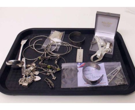 19thC Scottish silver ladle and a group of other silver items i ncluding a Charles Horner Brooch. Condition report: see terms