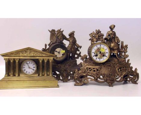 2 Victorian spelter mantel clocks & later       Clock Condition report: see terms and conditions
