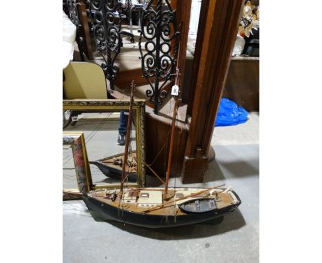 A Scale Model Two Mast Sail Boat Length Of Hull 34"