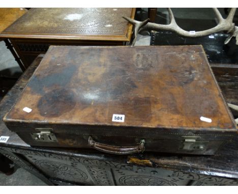 A Vintage Stitched Leather Suitcase