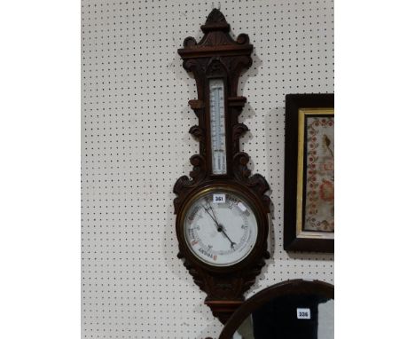 An Edwardian Period Aneroid Wall Barometer With Circular Dial