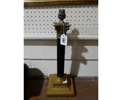 A Brass And Ebonized Corinthian Column Table Lamp Base