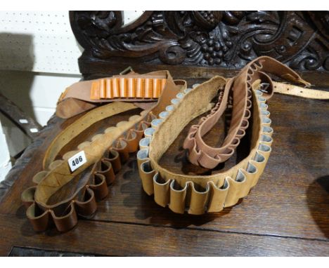 Four Vintage Leather Cartridge Belts