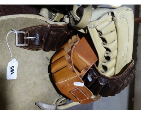 A Vintage Leather Cartridge Bag And Two Cartridge Belts