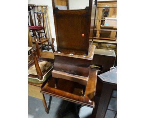 A Polished Oak Pot Cupboard Together With A Box Commode