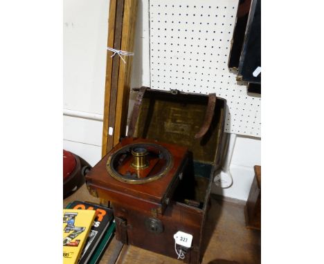 A Cased Mahogany And Brass Camera With Slide Holders And Tripod