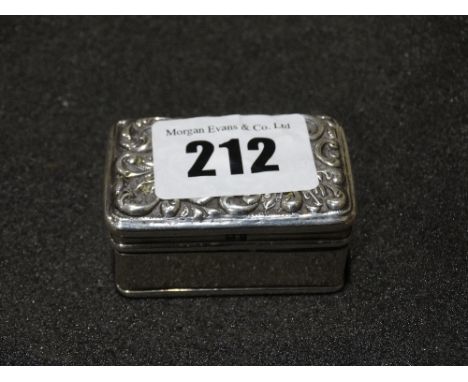 A Silver Snuff Box With Hallmarks For Birmingham 1902