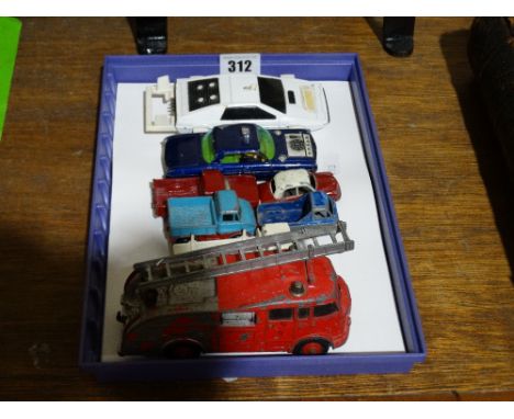 A Dinky Toys Fire Engine Together With A Small Parcel Of Further Dinky Corgi And Matchbox Toys