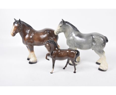 A collectable collection of porcelain horse figures
To include a Beswick bay horse figure, 23cm high, together with two Melba