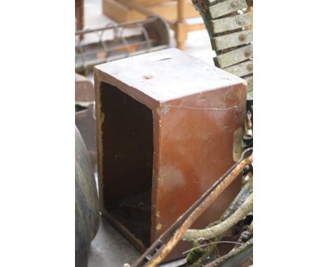 A vintage salt glazed stone sinkOf rectangular form, 62cm long.
