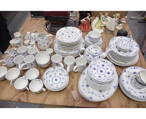 A large Denmark Furnivals pattern dinner service
To include dinner plates, side plates, soup bowls, tea service, mugs, condim