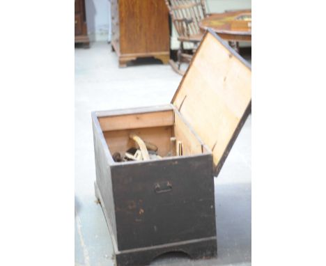 A Victorian pine joiners chest and a collection of toolsTo include assorted saws, planes, axe, chisels etc