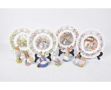 A collection of Royal Doulton, Beswick, Royal Albert, Beatrix Potter and Bramley Hedge items 
To include four Beatrix Potter 