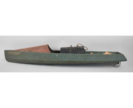 A Scratch Built Steam Powered Model of a Speedboat, Early/Mid 20th Century, Painted Wooden Hull Inscribed "Cormorant", Steam 