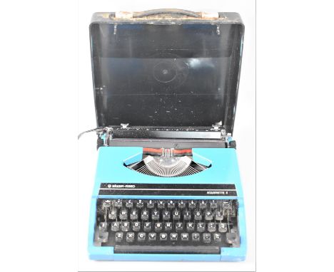 A Vintage Silver-Reed Silverette II Portable Manual Typewriter in Blue 