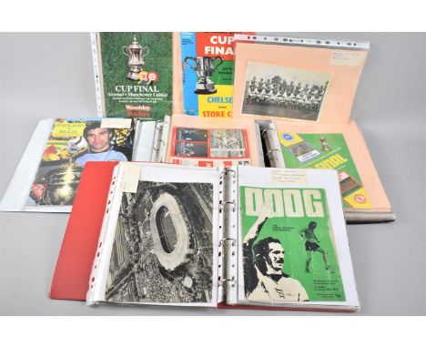 A Collection of Three Ring Binders Containing Autographed Photographs, Testimonial Football Programmes, Year Books, FA Cup Se