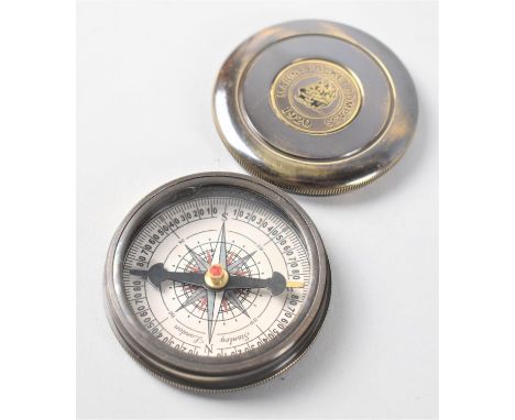 A Circular Reproduction Brass Cased Pocket Compass, The Screw Off Top Inscribed Marine Pocket Compass 1920, 5.5cms Diameter 