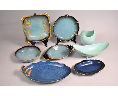 A Collection of Various Art Deco and Later Carlton Ware 'Bleu Royale' to include Square Dish with Spider Web and Bluebell Des