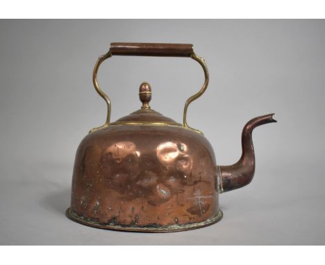 A Late 19th Early 20th Century Copper Kettle with Acorn Finial 