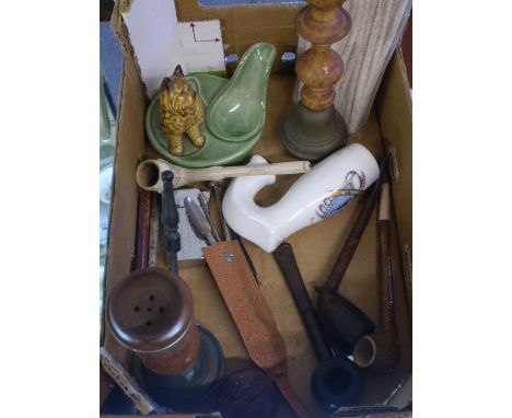 SMOKERS LOT OF PIPES, PIPE CLEANERS CLEANING EQP. LIGHTER, WADE PIPE REST ETC..