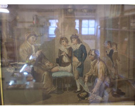 FRAMED AND GLAZED VINTAGE COLOURED PRINT TITLED 'THE TRUANTS' AFTER W.R.BIGG (54 X 45 CM) 