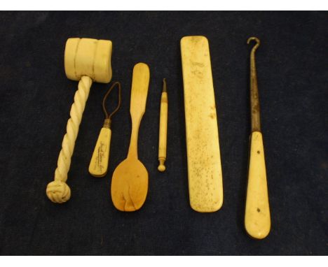 6 MISC HABERDASHERY BONE HAND TOOLS