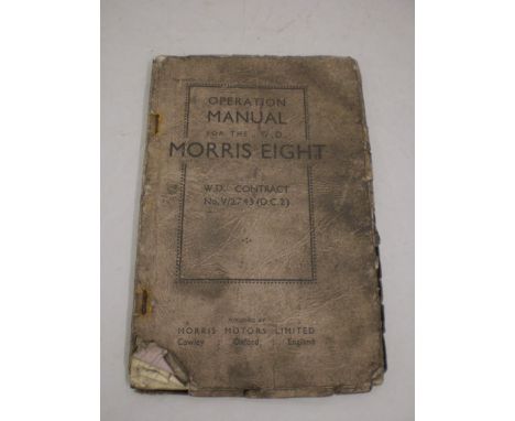 BOOK - OPERATIONS MANUAL FOR THE MORRIS EIGHT, 1935  