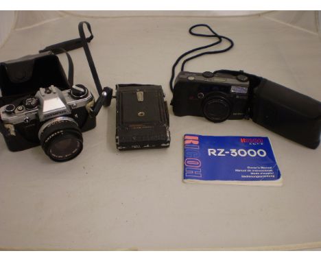 4 CAMERAS INC OLYMPUS OMTEN AND VINTAGE ZEISS IKON 
