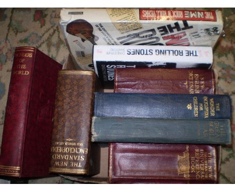 BOX OF MOSTLY VINTAGE MISC BOOKS, INC ENCYCLOPEDIAS MILITARY ETC..   