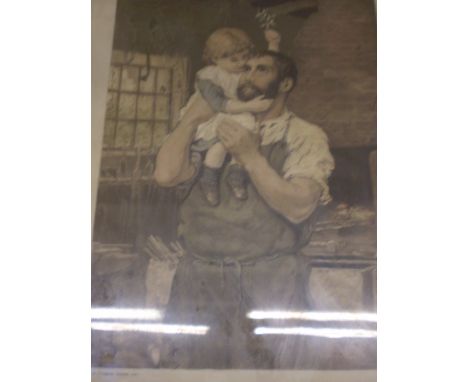 FRAMED AND GLAZED LITHOGRAPH AFTER C.T GARLAND TITLED 'HIS HEARTS DELIGHT' ( 37 X 44 CM) 