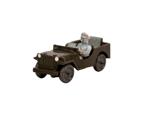   WIKING Jeep, feste Achsen, Typ 2, 1952-53,  Jeep Drahtachser, olivegrün,  Fahrer, mischhellgraublau, beide Hände am Lenkrad
