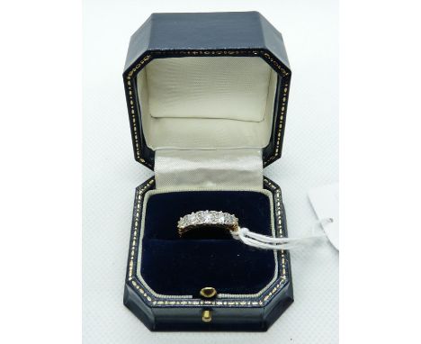 Ladies Edwardian Style Yellow Gold 5 Stone Diamond ring with Carved setting, 0.70ct, J/K Si estimated, 3.2g, Size M 