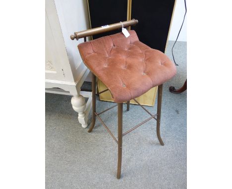 Victorian Music Chair of Tubular brass with upholstered button seat