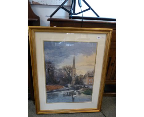 R M Bolton watercolour of the Waits at St Ives dated 1998, 45 x 62cm framed and mounted from Cambs County Council Collection 