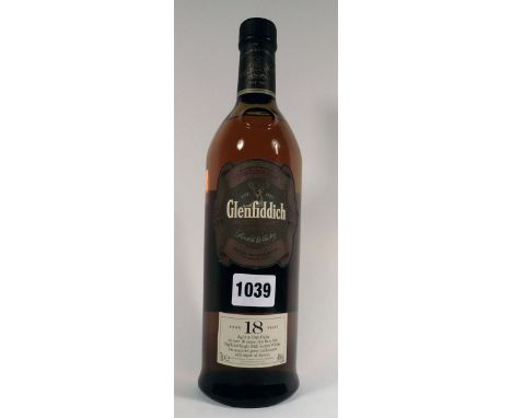 A bottle of Glenfiddich 18 yr old Ancient Reserve Pure Single Malt Scotch Whisky 70cl 40%