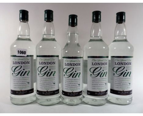 5 bottles of Spar Special Dry London Gin 37.5% 4x1 litre & 1x 70cl