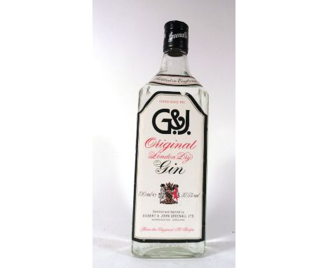 A bottle of G&J Original Lodon Dry Gin by G & J Greenall ltd estimated circa 1980's bottling  37.5% 70cl 