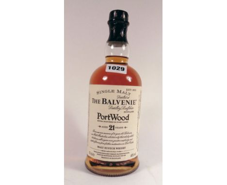 A bottle of The Balvenie Single Malt Portwood 21yr old Scotch Whisky ltd release and bottled in 1997, First cask American Oak