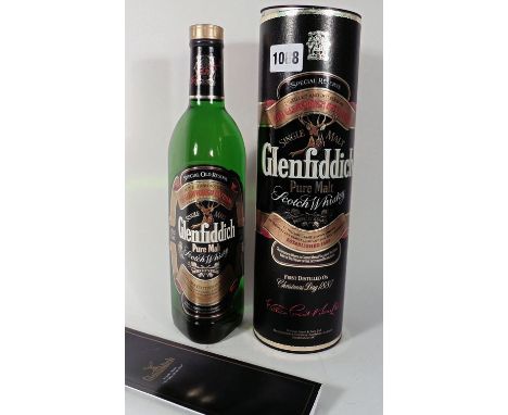 A bottle of Glenfiddich Pure Malt Special old Reserve Single Malt Scotch Whisky with carton and old style bottling. 40% 70cl