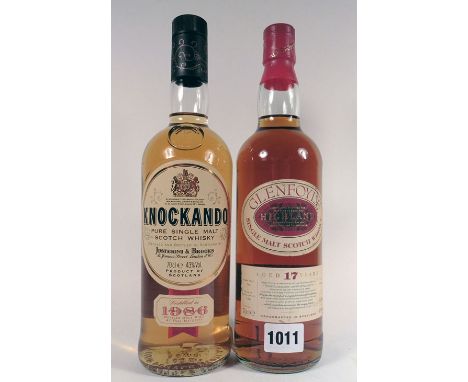 2 bottles Whisky, 1x Knockando Pure Single Malt Scotch distilled in 1986, bottled in 1998 43% 70cl & 1x Glenfoyle 17yr old Hi